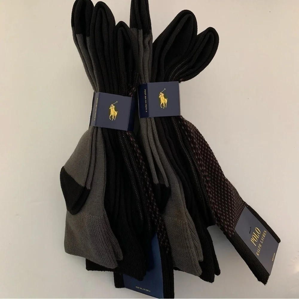 NWT. POLO RALPH LAUREN Men’s Assorted 6 Pack Bird's Eye Socks
